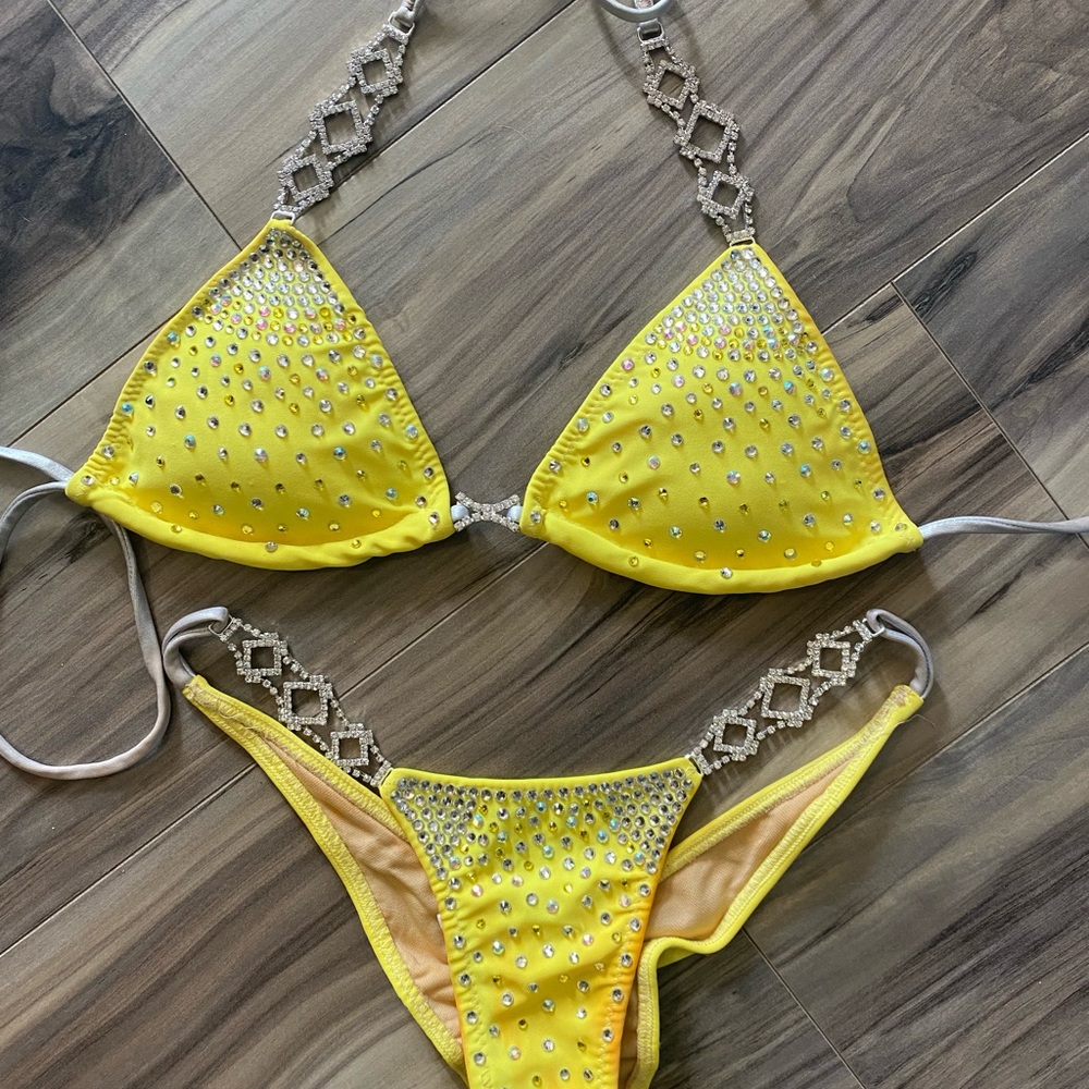 Yellow Crystalized Competition Bikini